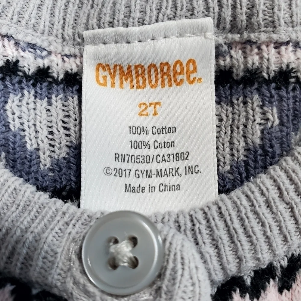 K1185 * Gymboree Girls Button Down Cardigan Blue Grey Pink Size 2T